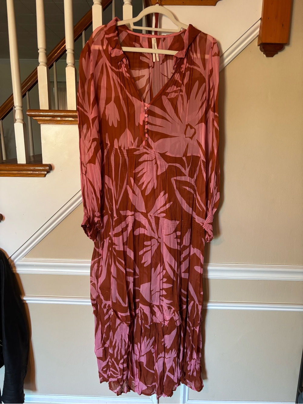 Anthropologie Marais Floral Long-Sleeve Tiered Dress